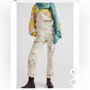Free People *NWOT* Ziggy Harmony Overalls Size Small color Doodle Daze